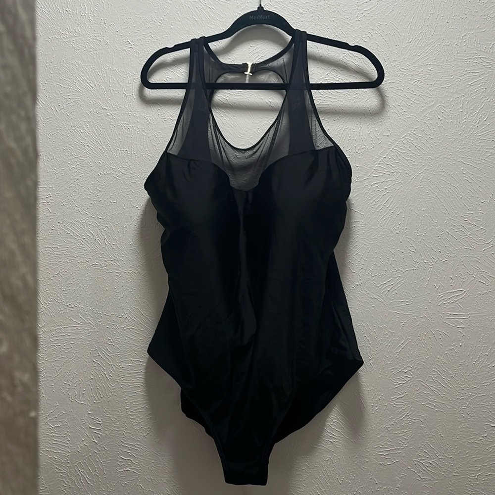 Swimsuits For All Black Mesh One Piece